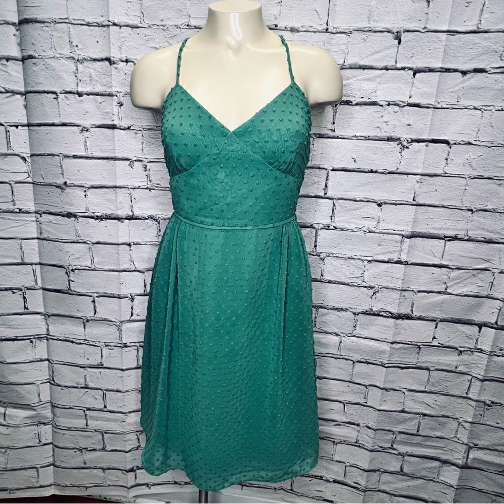 J. Crew Women's Cameron Swiss Dot Dress in Verde Green